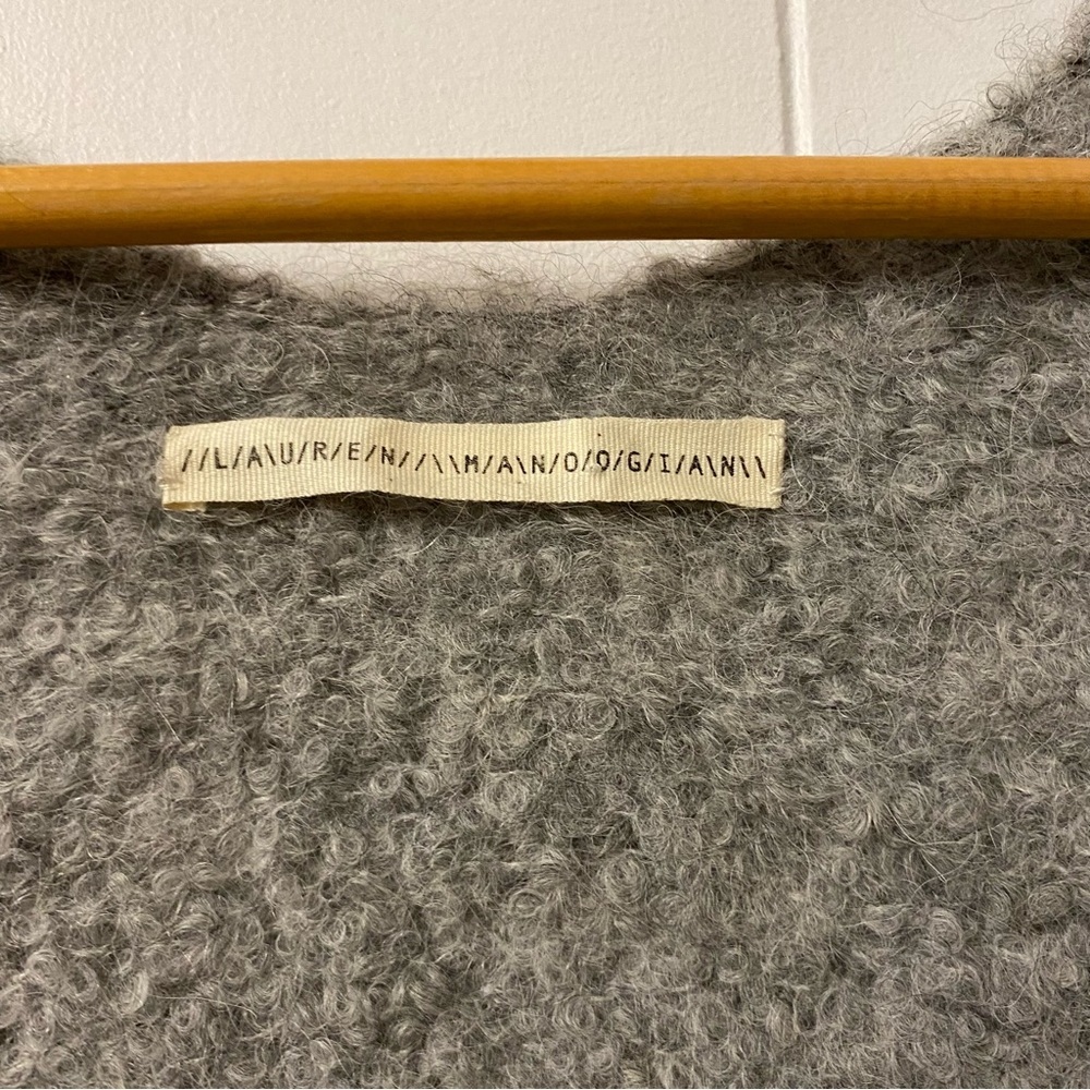 Lauren Manoogian Alpaca Hand Knit V Neck Sweater Grey Loomed Peru Slouchy Boxy - Picture 4 of 16